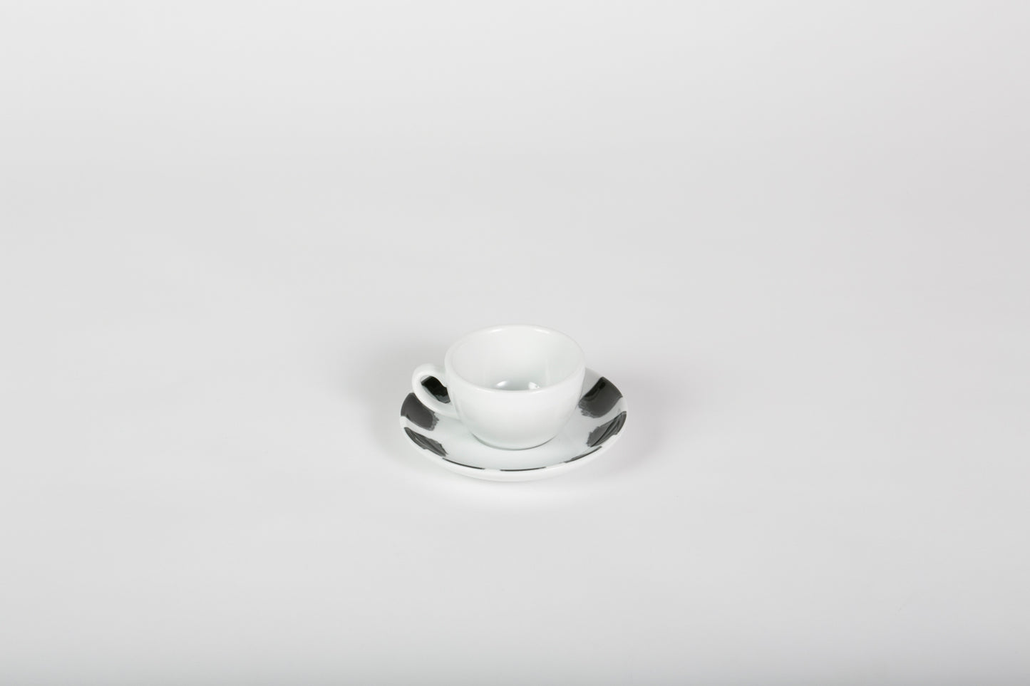 PY Demitasse Set Cup & Saucer White / Black Brush