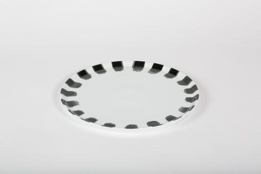 PY Pizza Plate 31.5 cm White w/Black Brush