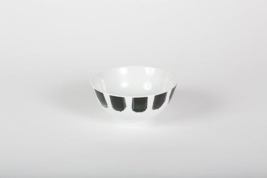 PY Rice Bowl 15 cm White w/Black Brush
