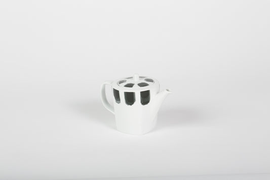 PY Tea Pot 0.4 L Pot & Lid White w/Black Brush